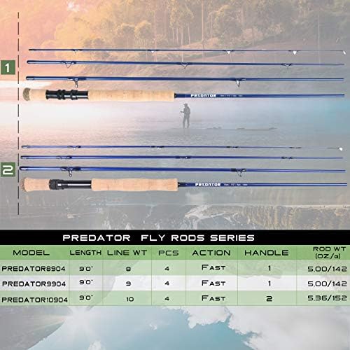 M MAXIMUMCATCH Maxcatch Predator Big Game and Saltwater Fly Fishing Rod: 7'11''/9'/9'2''/10', 4-Piece, 8/9/10/11/12 Weight