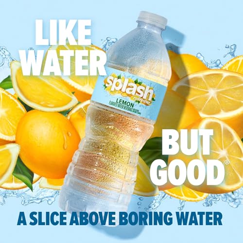 SPLASH REFRESHER Flavored Water Bottles, Lemon - 6 Pack | Refreshing Flavored Bottled Water with Electrolytes - Zero Sugar & Zero Calories - 16.9 Fl Oz