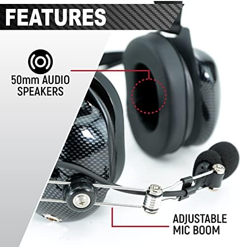 Rugged Radios H41 Behind-the-Head Racing & Industrial Headset | 24dB NRR with Dynamic Noise-Canceling Mic, Clear Hear Speakers, Volume Control