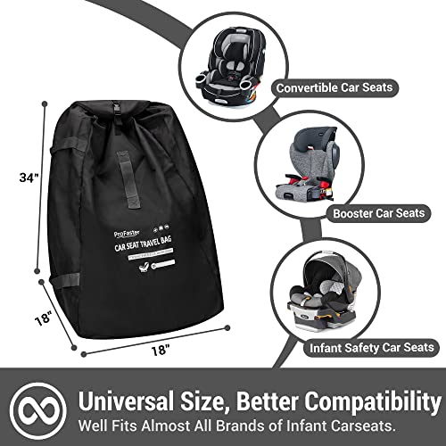 Car Seat Travel Bag Backpack for Air Travel - Karfast Universal Infant Carseat Gate Check Bag Cover for Airplane, Foldable with Pouch, Black