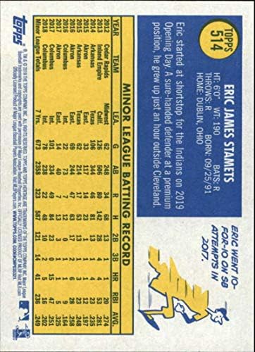 2019 Topps Heritage High #514 Eric Stamets RC Rookie Cleveland Indians MLB Baseball Trading Card
