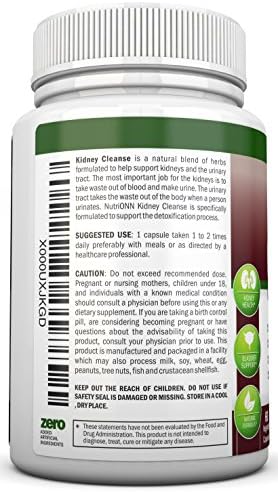KIDNEY CLEANSE - Detox and Support For Urinary Tract, Bladder and Kidneys - All Natural Herbal Supplement Formula With Organic Cranberry, Astragalus