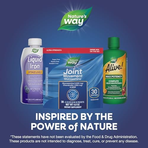 Nature's Way Joint Movement Glucosamine Liquid, Chondroitin, Berry, 16 oz | MSM with Vitamin D3 & Hyaluronic Acid, Fast-Absorbing Liquid, Joint Support Supplement*, Berry Flavored