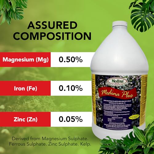 Medina Plus Soil Activator - Liquid Soil Loosener for Lawns & Gardens - Micronutrient-Rich Soil Conditioner & Softener - Used with House Plant Fertilizer, Liquid Plant Food for Houseplants - 1 End Qt