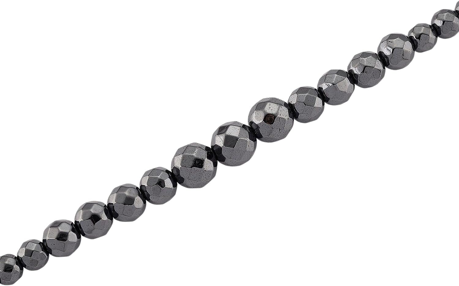 Blue Color Hematite Beaded Necklace Silvertone 560.00 ctw 20.5-22.5"