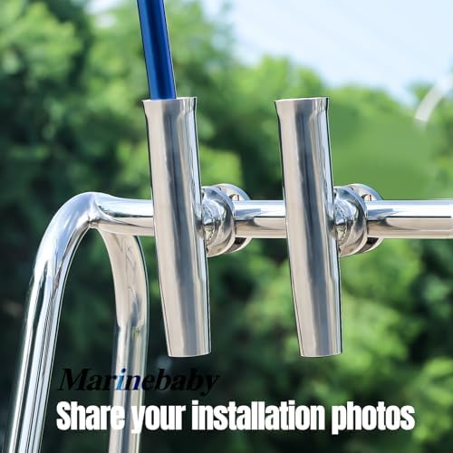 (2X) 316 Stainless Tournament Style Boat Fishing Holder Clamp on Fishing Rod Holder for Boat 1-1/4" to 2" Rail Gimbal Pin at Bottom
