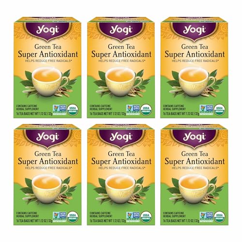 Yogi Tea - Green Tea Super Antioxidant (6 Pack) - Organic Green Tea Blend to Support Overall Health - 96 Tea Bags