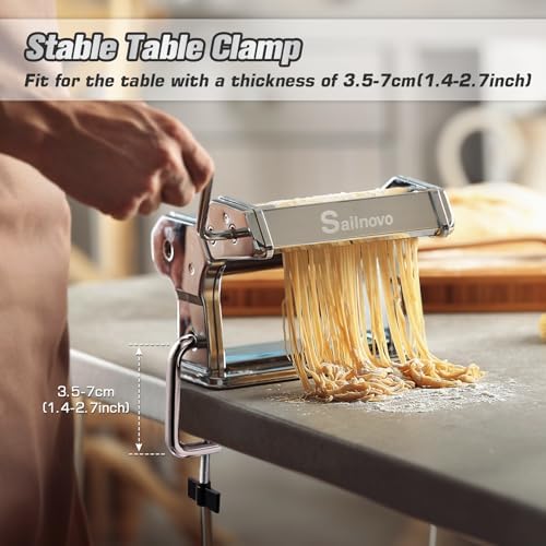 Sailnovo 3-in-1 Pasta Maker with 9-Setting Pasta Roller & Cutters