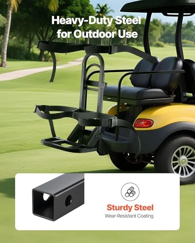 VEVOR Golf Cart Bag Holder, Compatible with Yamaha, EZGO, Club Car Rear Seat Grab Bar, Most Golf Carts, Space-Saving Carbon Steel Bag Holder Bracket