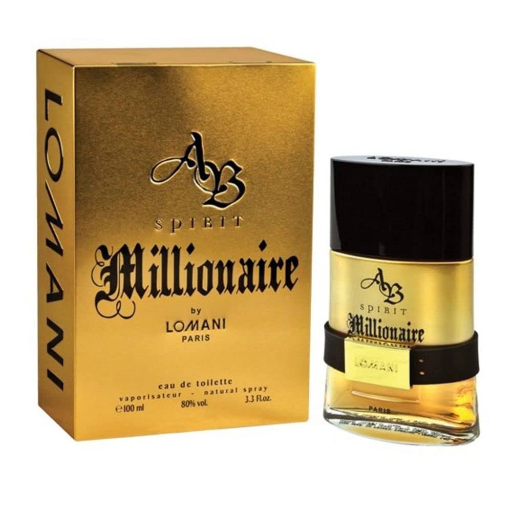 Lomani Ab Spirit Millionaire Eau De Toilette Spray for Men, Gold , 3.3 Ounce