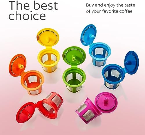 7 Pack Reusable K Cups for Keurig Coffee Makers – BPA-Free Refillable Coffee Pods, 7 Colors – Compatible with Keurig Brewers