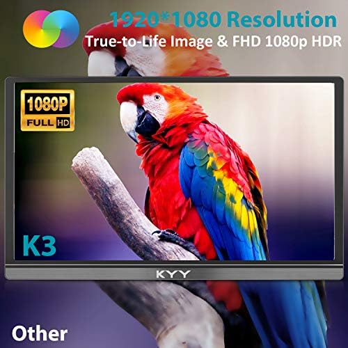 KYY Portable Monitor 15.6" 1080P Computer Monitor Screen Extender w/Cover