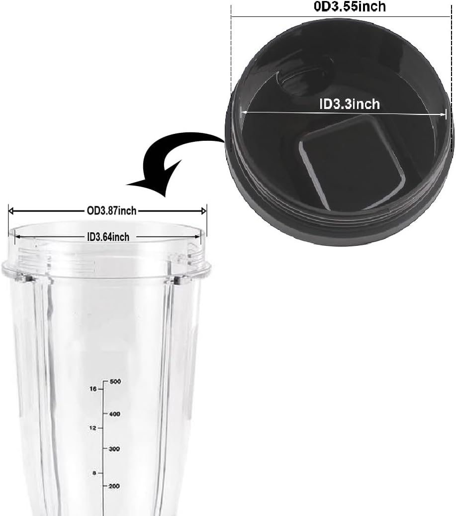 Replacement Parts Lids for Ninja Blender, 3.55" sip & seal lids Seal Lids For Auto-iQ Ninja Blender 12oz 18oz 24oz 32oz cups