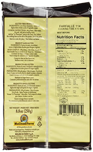 Le Veneziane - Italian Farfalle Pasta [Gluten-Free], (4)- 8.8 oz. Pkgs