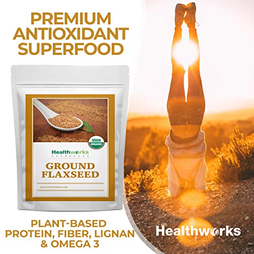 Healthworks Superfoods Organic Ground Flax Seed 3 lb Raw Vegan Keto Non-GMO | Organic, Ground, Omega-3, Fiber, Lignans, Non-GMO, Vegan, Keto, For Smoothies, For Baking, For Oatmeal, Heart Healthy