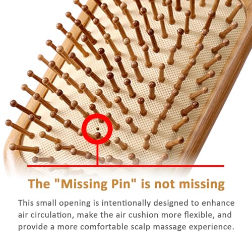 Paddle brush, hair brush, Made of pure natural bamboo, no paint coating, massage the scalp while combing hair to promote blood circulation