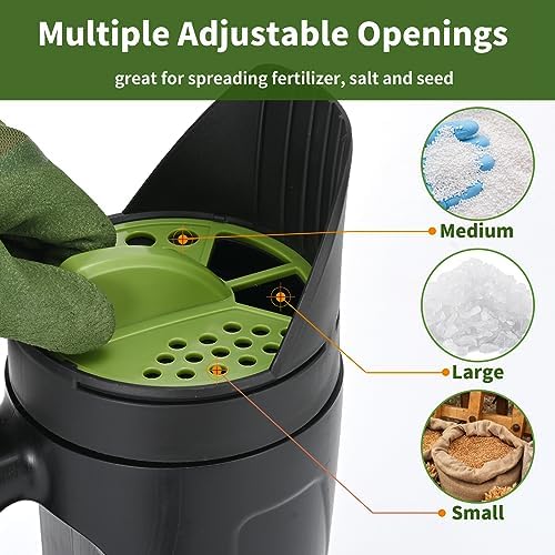 PERSZEN Seed Spreader Hand Held, Hand Spreader Lawn and Garden for Fertilizer Grass Seed Salt Ice Melt Earth Food