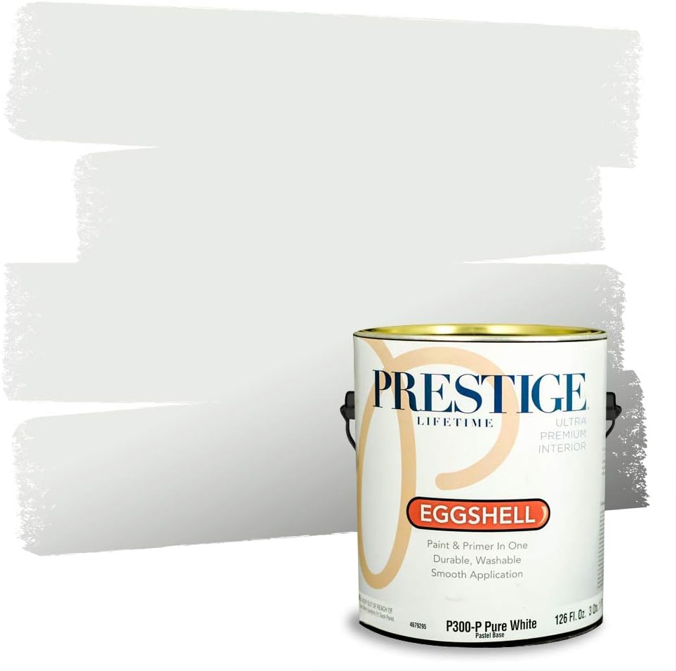 PRESTIGE Paints Exterior Paint and Primer In One, 1-Gallon, Semi-Gloss, Comparable Match of Sherwin Williams* Pure White*