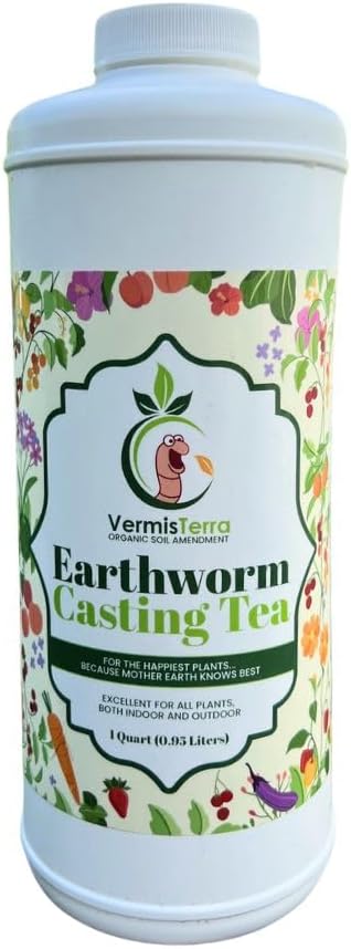 Worm Tea for Gardening - 32oz Quart - Organic Earthworm Soil Enhancer - Vermicompost with Kelp - Increase Yields, Boost Growth, Reduce Stress- Vegetables, Flowers, Fruit Trees - Plant Probiotic