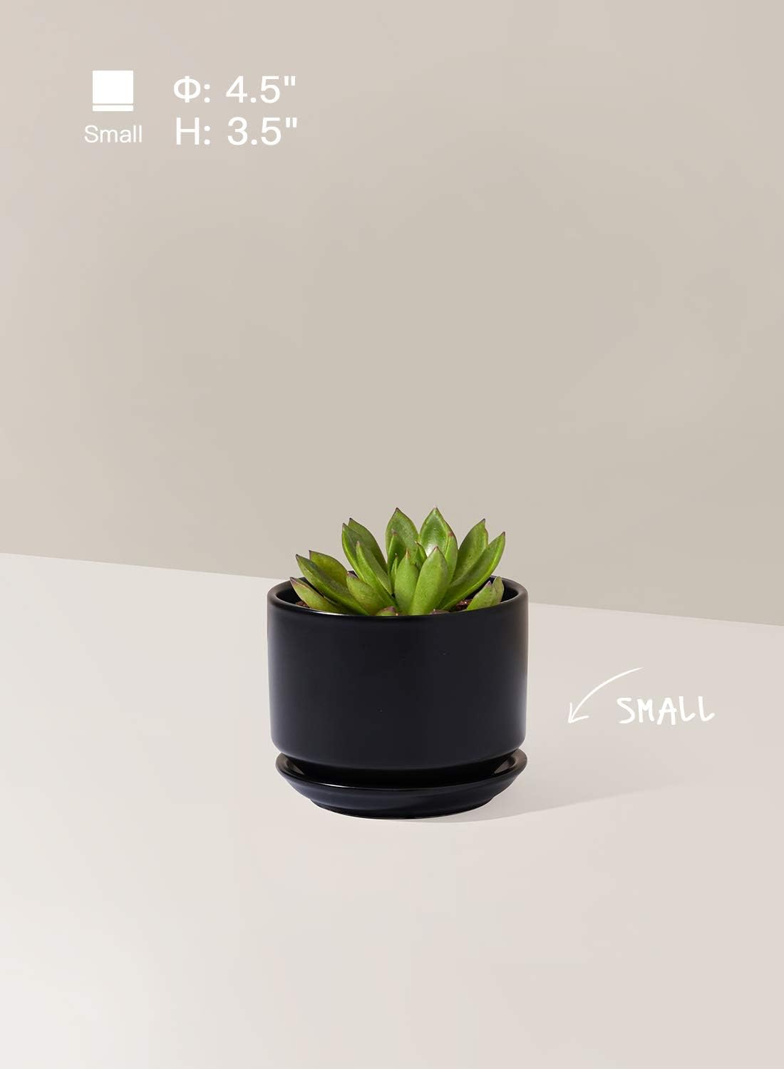 LE TAUCI Ceramic Plant Pots, 4.3+5.3+6.8 inch, Set of 3, Planters with Drainage Hole and Saucer, Indoor Flower Pot with Hole Mesh Pad, Gifts for Mom