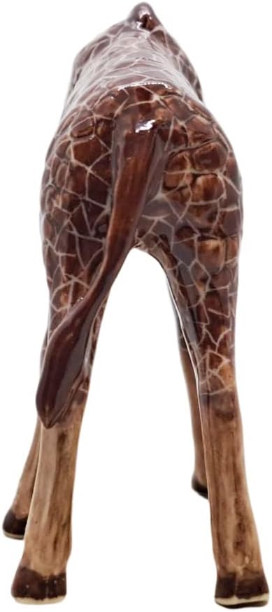 WitnyStore Tiny 2¾" Brown Standing Look Right Giraffe Figurine - Miniature Hand Made Ceramic Giraffes Tropical Savanna Africa Wild Life Cute Animals Porcelain Decorative Collectible Figure Décor Gifts