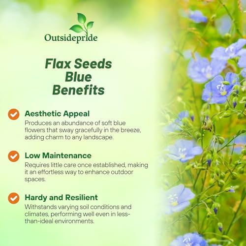 Outsidepride Blue Flax Seeds - 5000 Pcs Perennial Flower Seeds for Planting, Self-Seeding, Drought-Tolerant w/Compact Growth, Ideal for Small Gardens, Meadows, Borders, or Mass Plantings