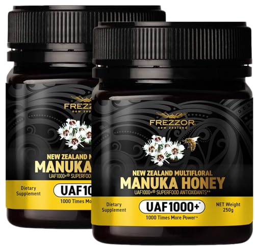 FREZZOR Premium New Zealand Raw Multifloral Manuka Honey with UAF1000+ Super Antioxidant, 230% More Bioactive, Best Support for Everyday Wellness