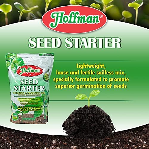 Hoffman Seed Starter Potting & Planting Mix with Wetting Agent for Moisture Retention, 10qt Bag