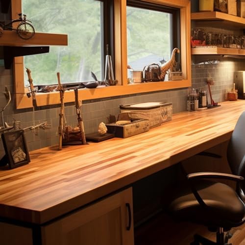 Butcher Block Counter Top, USA Grown Cherry Solid Hardwood Countertop, Wood Slabs for Kitchen, Reversible, Both Side Polished