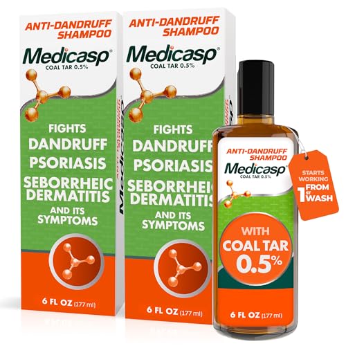 Medicasp Coal Tar Anti-Dandruff Shampoo, Flakes Shampoo, 6 fl oz | Alleviates Symptoms from 1st Wash, Treats Psoriasis, Seborrheic Dermatitis & Itchy Dry Scalp, Fights Root Cause of Dandruff