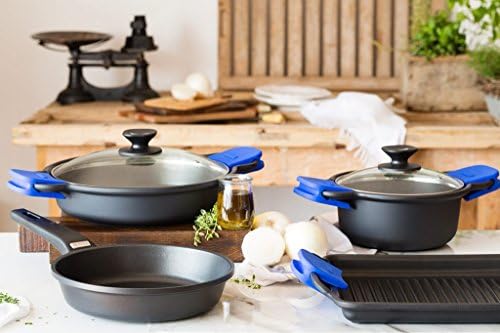Monix Solid+ Cast Aluminium Non-Stick Ribbed Hot Plate, 40 cm, Black