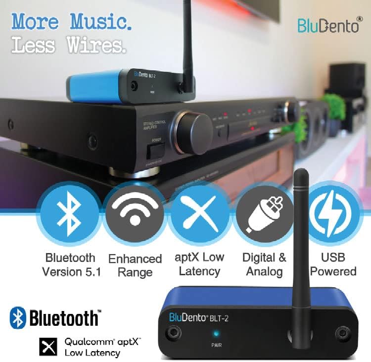 BLT-2 Hi-Fi Bluetooth 5.1 Audio Receiver, aptX HD, AAC, DAC, RCA Optical