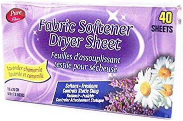 Fabric Softener Dryer Sheet- Lavender Chamomile (40 Sheets) by Pure Kleen