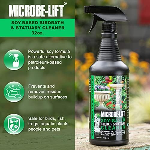 Microbe-Lift Soy-Based Birdbath & Statuary Cleaner – 32 Oz – Safe for Birds – Cleans Garden Statues, Stone, Brick & Sculptures – Natural
