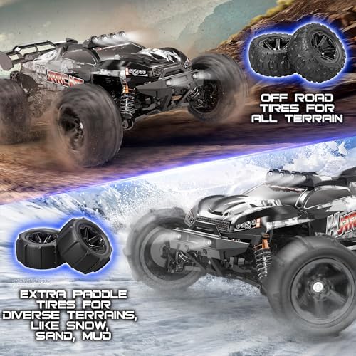 1:14 Scale All Terrain RC Cars for Adults & Boys (HS14323), Max Fast 40+ KPH, 4WD Off-Road RC Truck for Snow & Sand & Mud, 4X4 Waterproof Remote Control Car with 2 Rechargeable Batteries