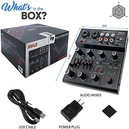 Pyle Professional Wireless DJ Audio Mixer - 4 Channel Bluetooth Controller Sound Mixer, USB Audio Interface