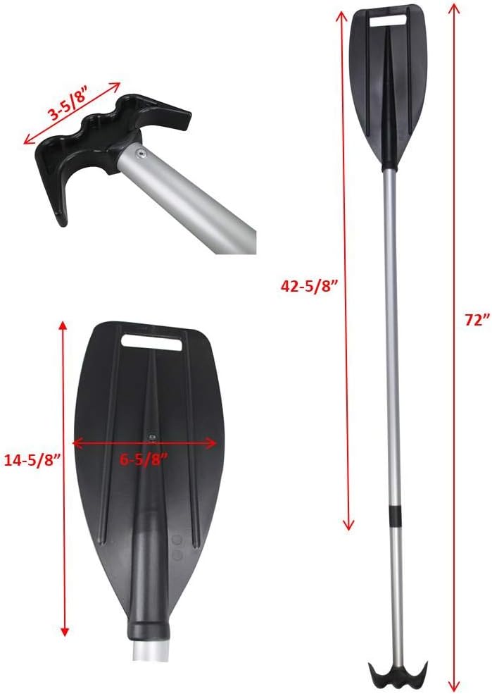 Pactrade Marine Boat Kayak Raft Floating Telescopic 45'' - 72'' Oar Paddle & Hook Anodized Aluminum Shaft
