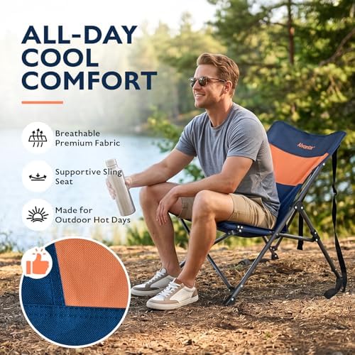 Alvantor® Camping Chair, Full Mesh Folding Beach Chair Breathable High Back Portable Lawn Chair for Outdoor, Armrest, Cup Holder, Easy Use Seat for Travel, Fishing, Pinic, Sports Event, 24"x31"x38"