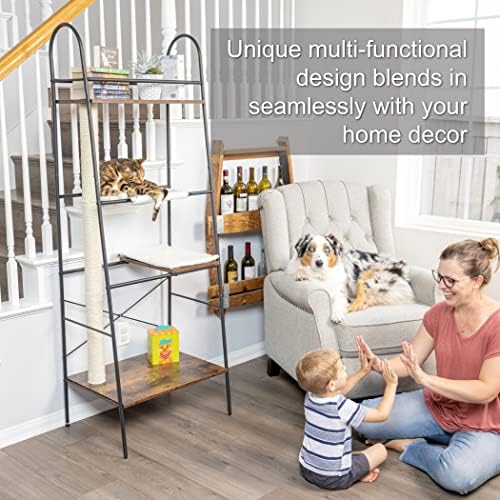PetFusion VersiCLimb Cat Climber, Tall Scratching Post with Hammock Tower