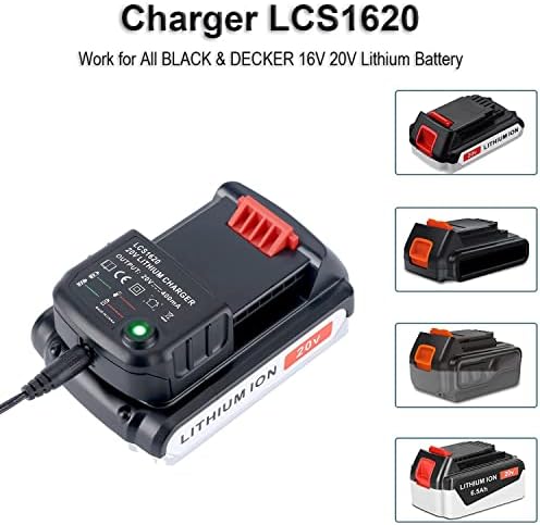 20Volt Li-Ion Battery Charger Replacement for Black+Decker LCS1620 90590282 20V MAX Lithium Ion Battery LBXR20 LBXR20-OPE LB20 LBX20 LBX4020