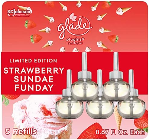 Glade PlugIns Refills Air Freshener, Scented and Essential Oils for Home and Bathroom, Stay Cool Watermelon, 3.35 Fl Oz, 5 Count