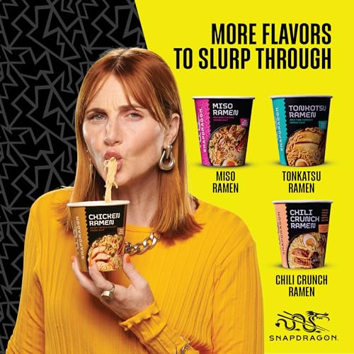 Snapdragon Miso Ramen Cup Noodles - 6 Pack Instant Ramen Bowl with Authentic Wheat Noodles, Soup Sauce Base