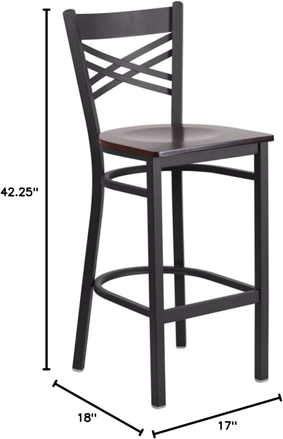 Flash Furniture Hercules Metal Restaurant Barstool, Black | X Back Style, Vinyl Upholstery, Durable Construction, Commercial Use