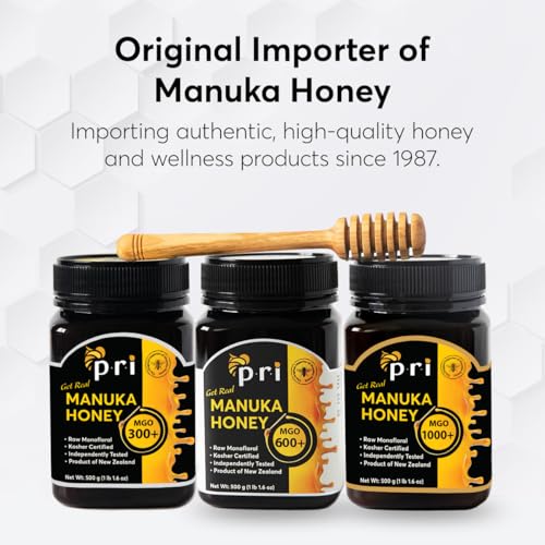 P.R.I Manuka Honey MGO 200+ (500g/1.1lb) | Monofloral Raw New Zealand Honey, Cool‑Processed & 100% Traceable