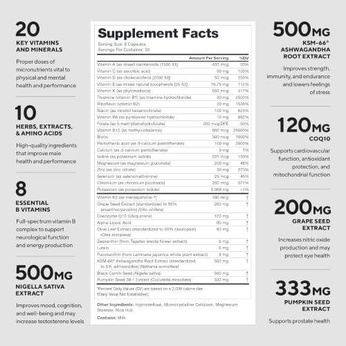 LEGION Triumph Men's Sport Vitamin - Complete Multivitamin for Men - Daily Vitamins for Men to Boost Health and Performance - Men's Multivitamin with 21 Vitamins & Minerals - 30 Servings