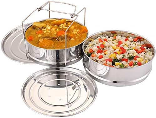 Aozita Stackable Steamer Insert Pans with Sling for Instant Pot Accessories 6/8 qt - Pot in Pot, Baking, Casseroles, Lasagna Pans