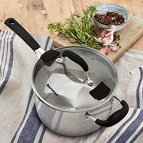Rorence 6 Quart Stainless Steel Stock Pot, Induction Cooking Pot with Lid