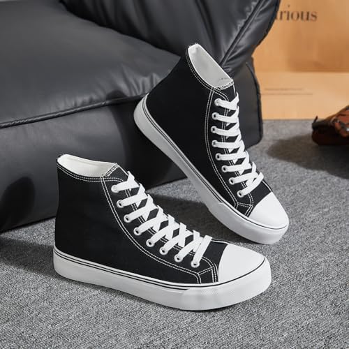 yageyan Men’s High Top Canvas Sneakers Fashion Lace up Walking Shoes Casual Classic