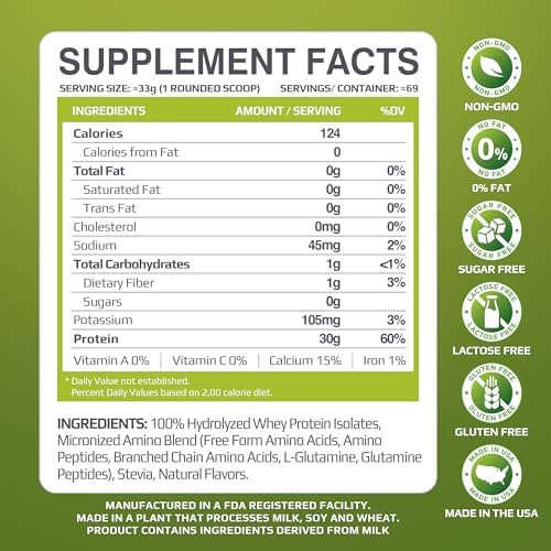 MFL 100% Isolate Protein l 30g of Protein l 12g Amino Acids l Keto Friendly l Low Carbs l 5 lbs. (Vanilla Bean)