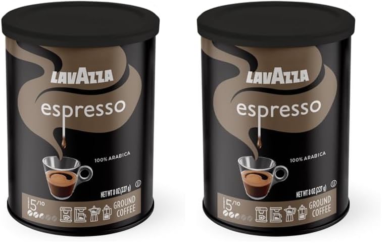 Lavazza Espresso Ground Coffee, Medium Roast, 100% Arabica, 8 oz Tin (Pack of 4)